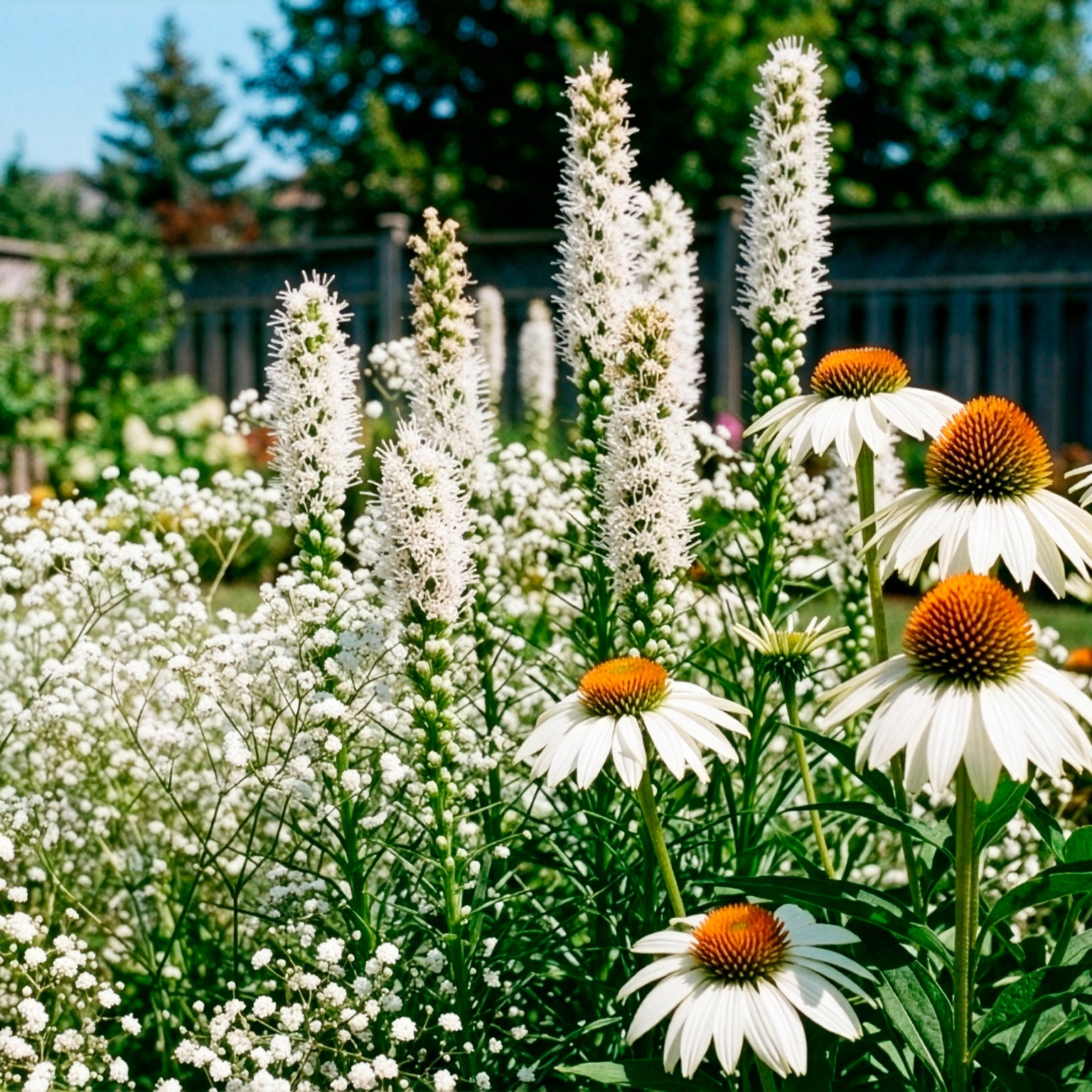 Weißblühende Stauden - Gyspsophila, Liatris, Echinacea - Bakker